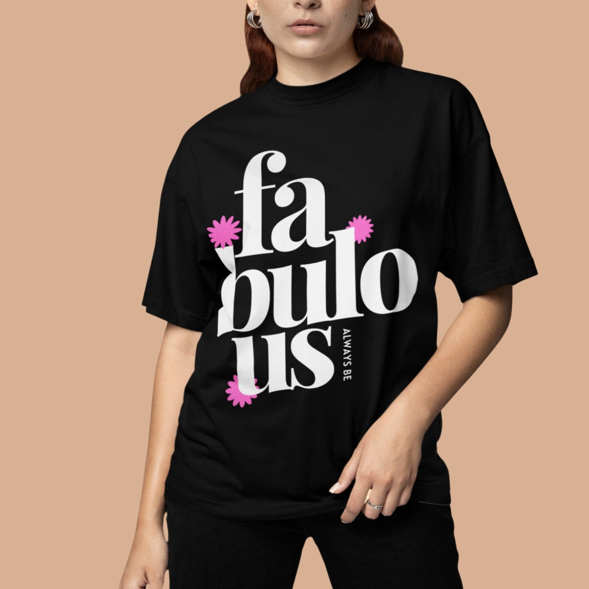 Fabulous Printed Round Neck Oversized Cotton T-shirt