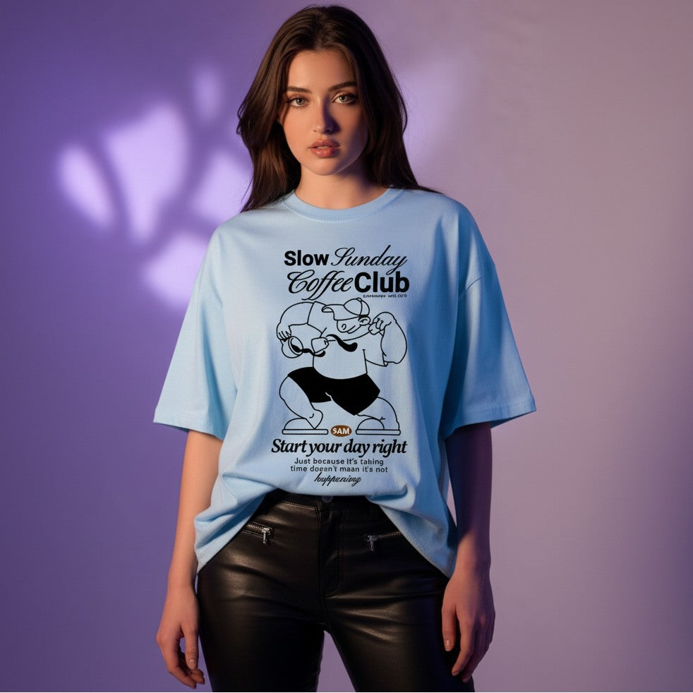Slow Sunday Coffee Club Oversized Tee