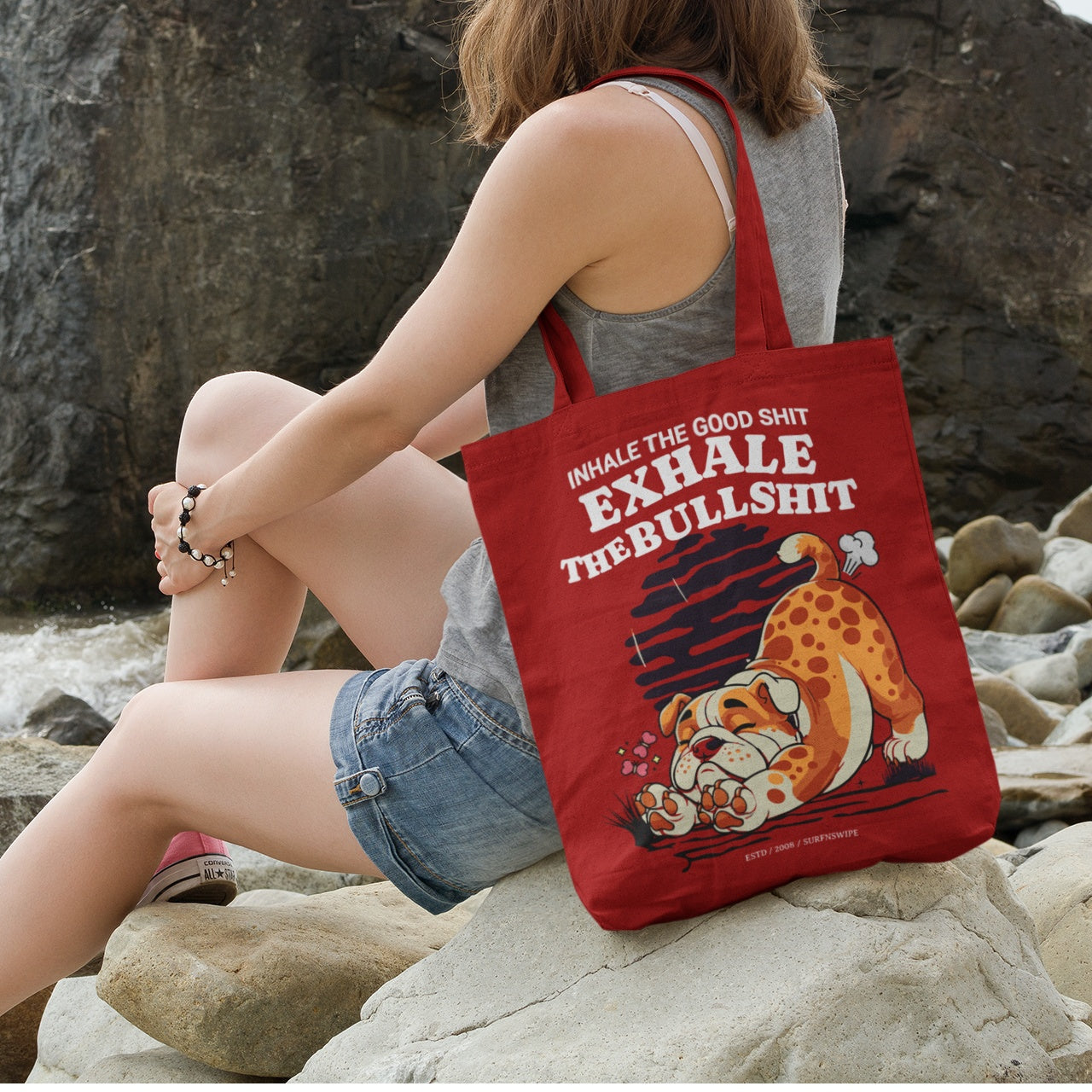 Inhale the good shit, exhale the bullshit Printed Eco-Friendly Canvas Tote!