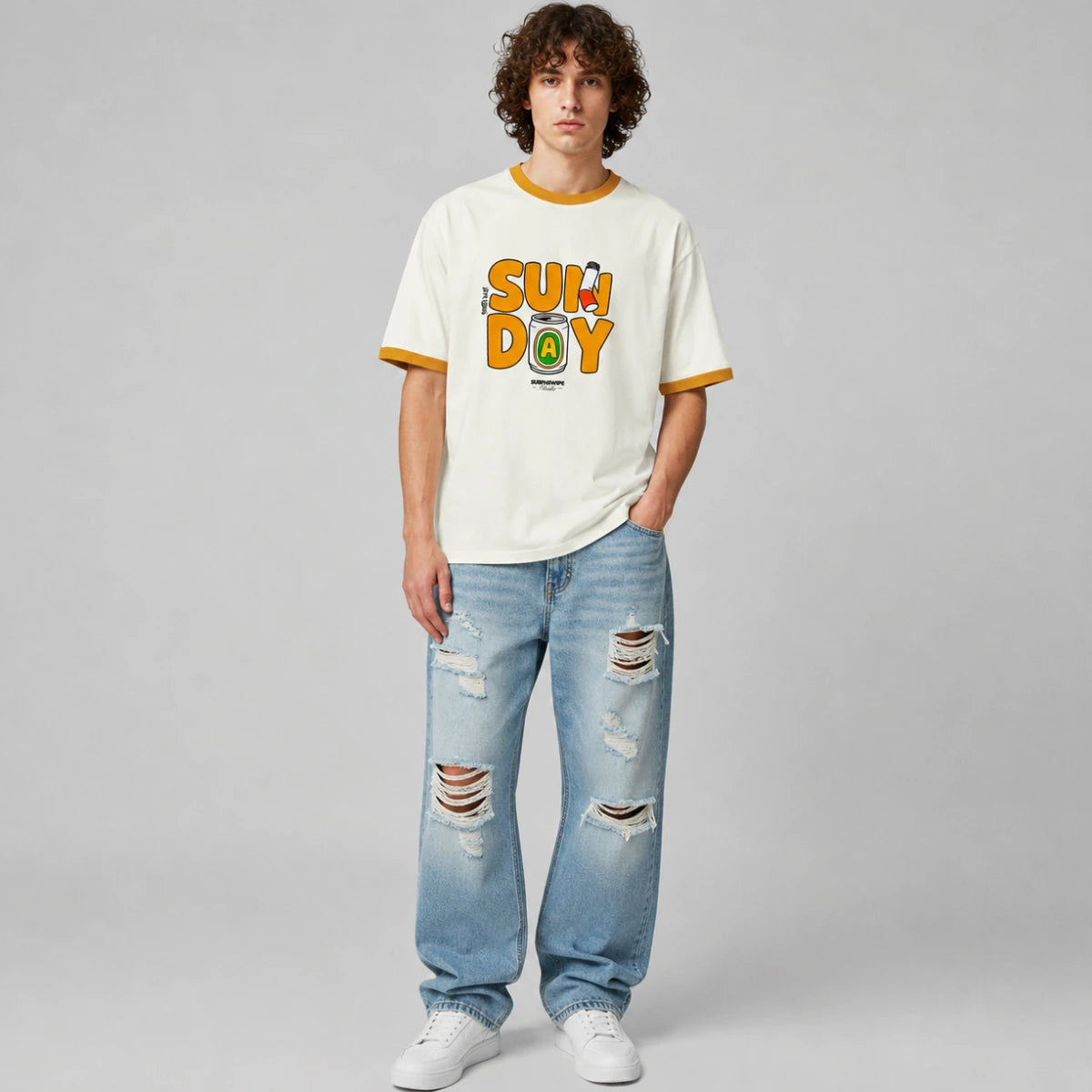 SunDay Oversized Graphic Tee – Unisex Ringer T-Shirt