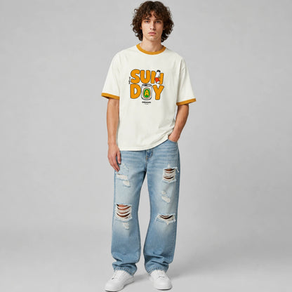 SunDay Oversized Graphic Tee – Unisex Ringer T-Shirt