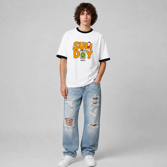 SunDay Oversized Graphic Tee – Unisex Ringer T-Shirt