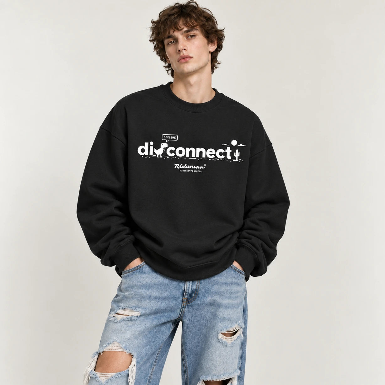 Disconnect Graphic Oversized Heavyweight Sweatshirt