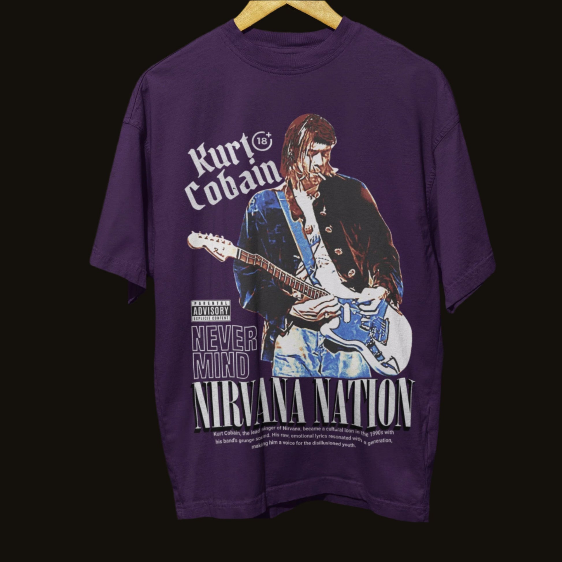 Nirvana Fan Essential Kurt Cobain Artwork on Premium Oversized Tee