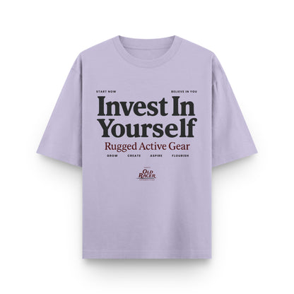 Purple t-shirt with motivational text on a white background