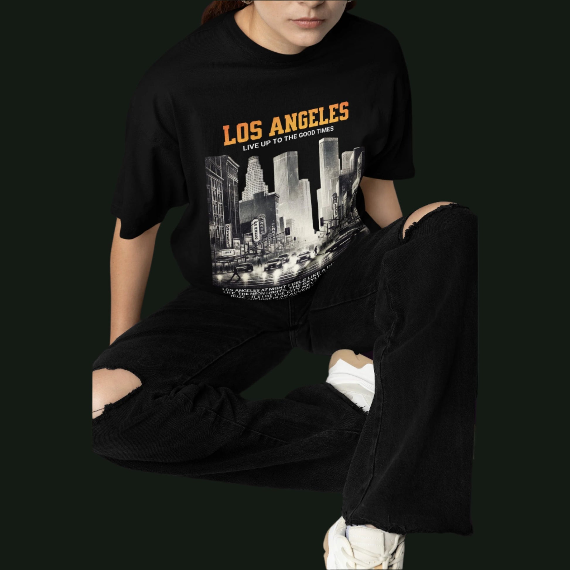 Oversized Los Angeles City Nights Graphic Tee