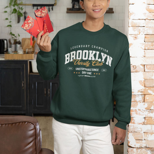 Oversized Brooklyn Varsity Club Green Sweatshirt