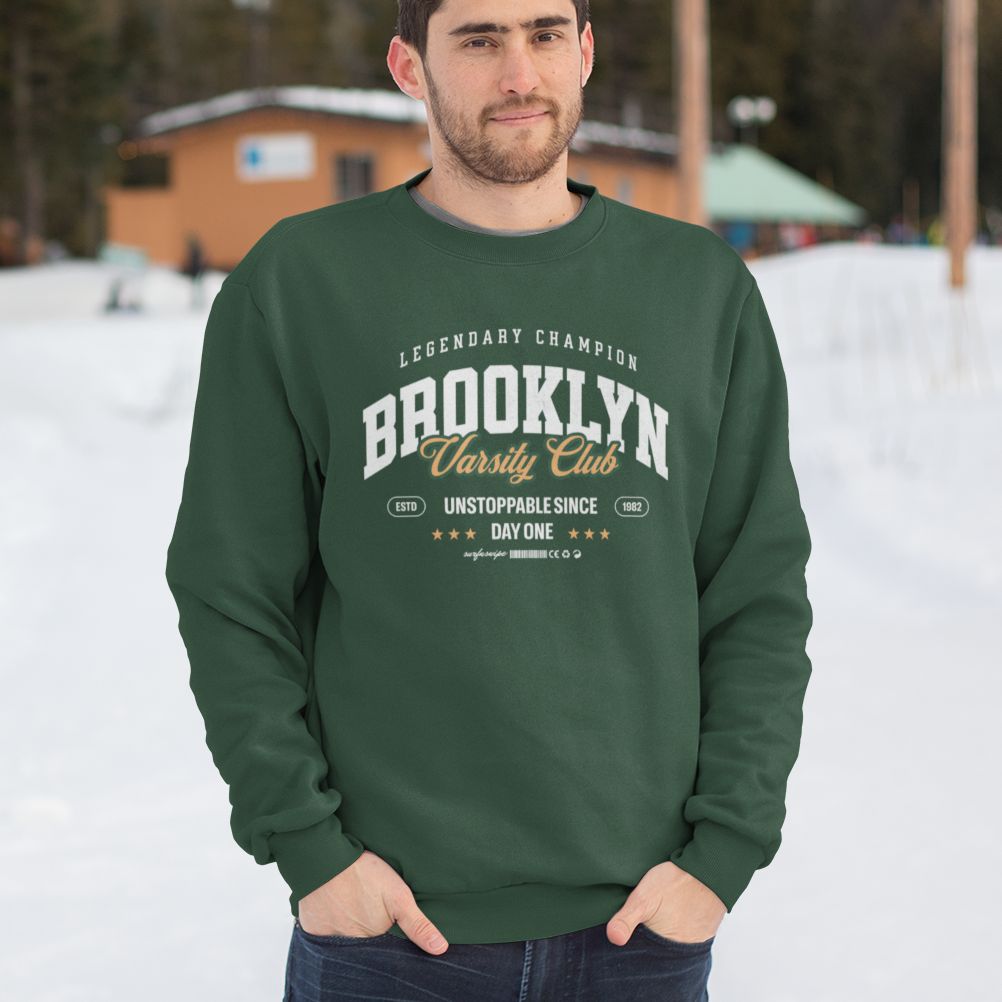 Oversized Brooklyn Varsity Club Green Sweatshirt