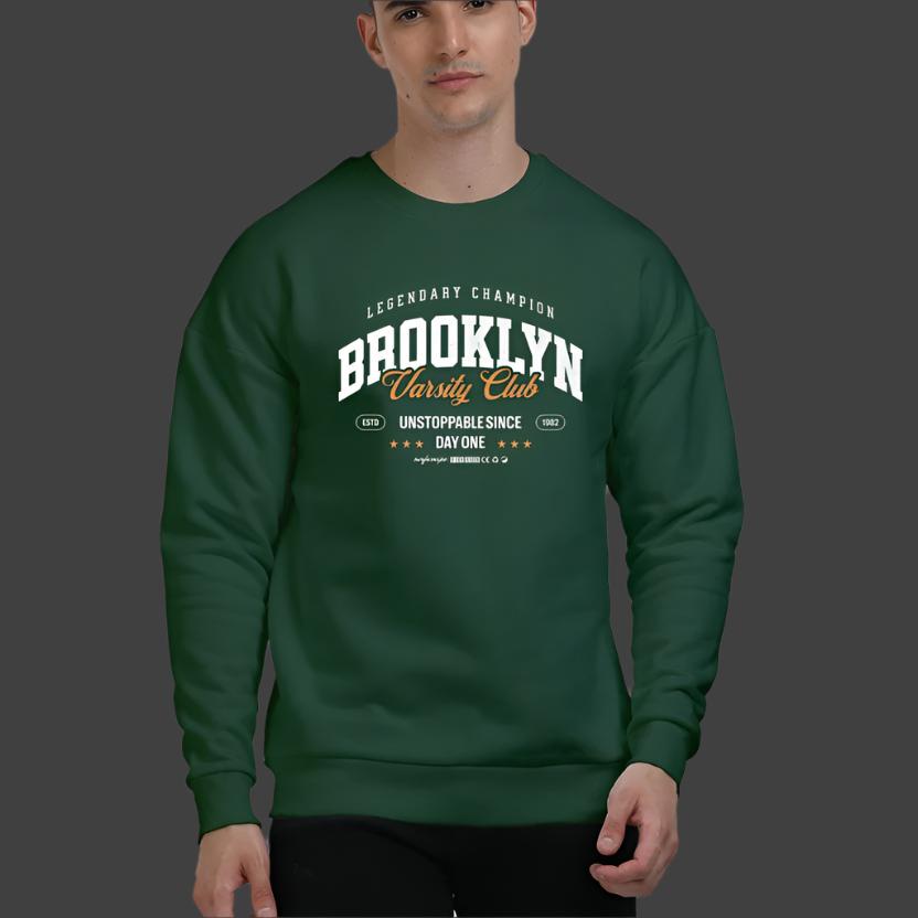 Oversized Brooklyn Varsity Club Green Sweatshirt