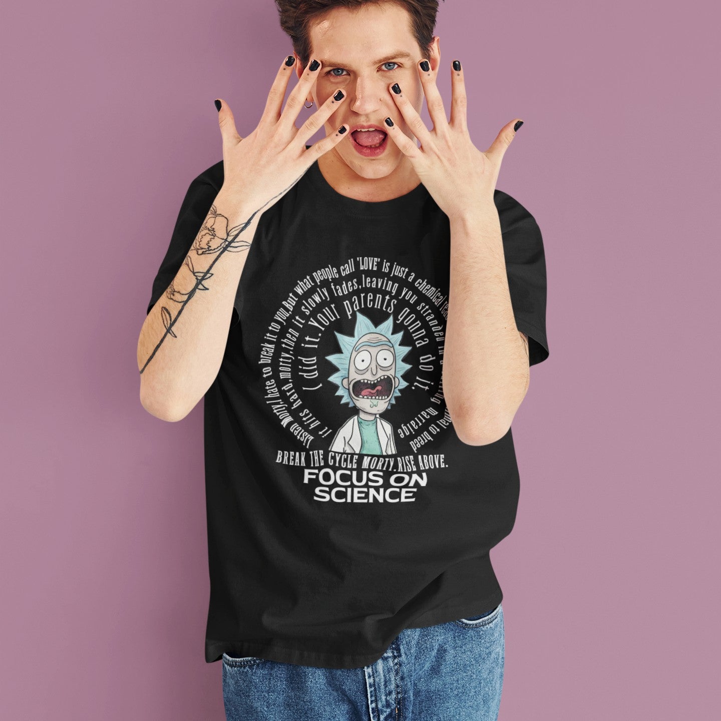 Oversized Rick and Morty "Love is a Chemical Reaction" T-Shirt