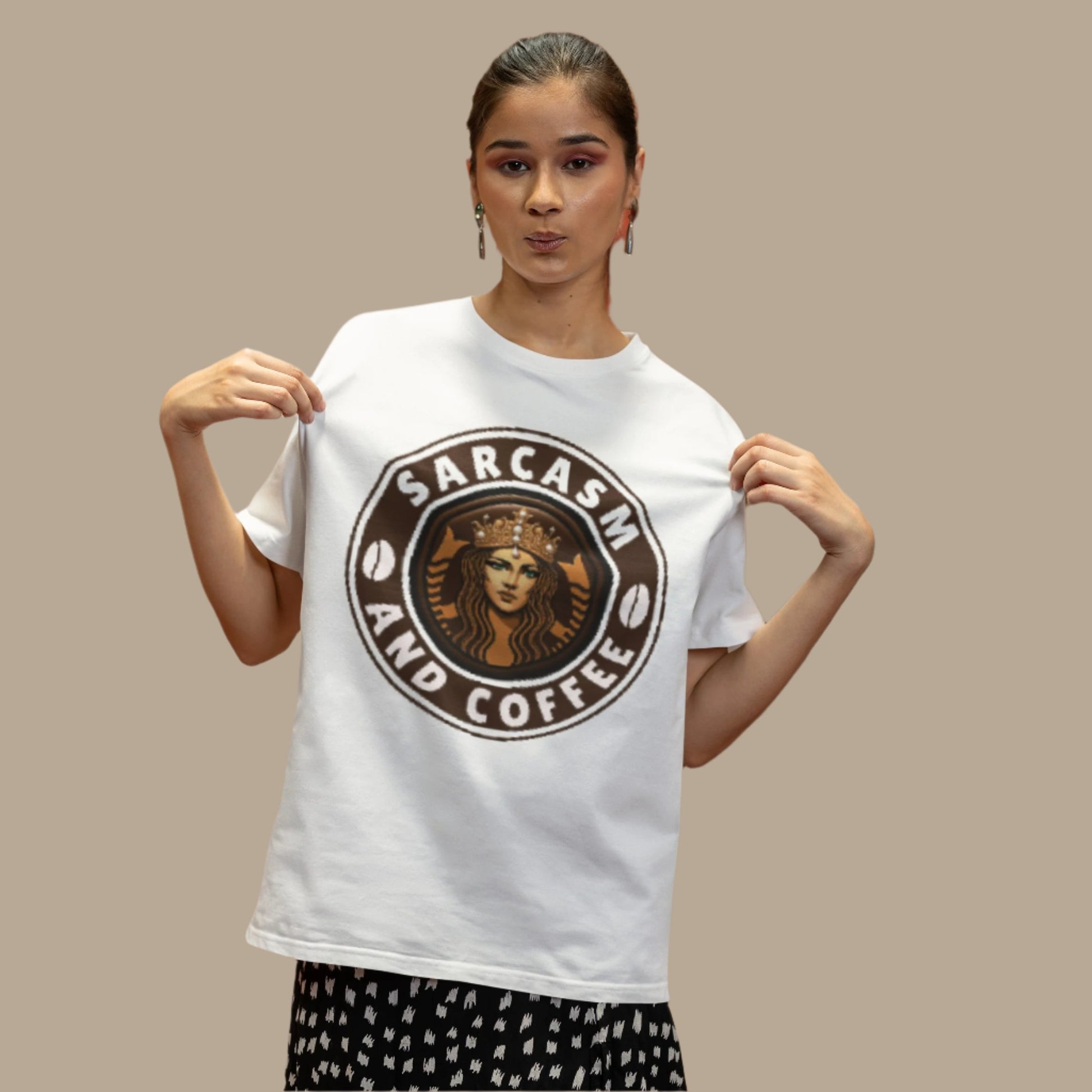 Oversized Sarcasm and Coffee Graphic Tee for Unisex