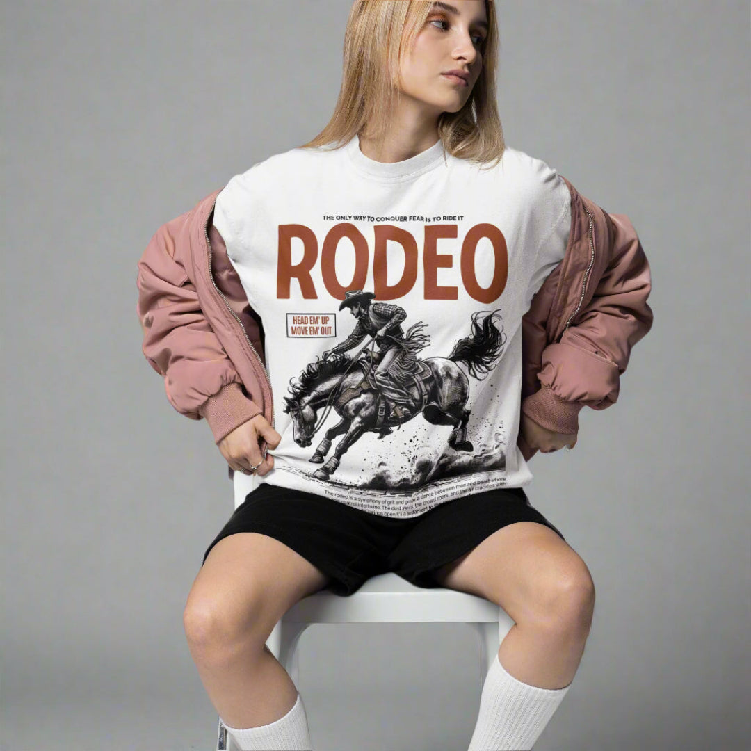 Oversized White Rodeo T-Shirt for Men & Women
