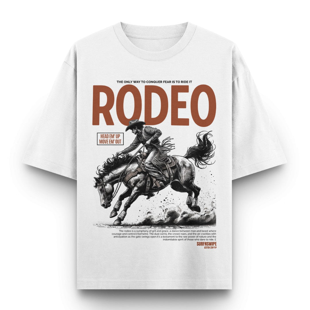 Oversized White Rodeo T-Shirt for Men & Women