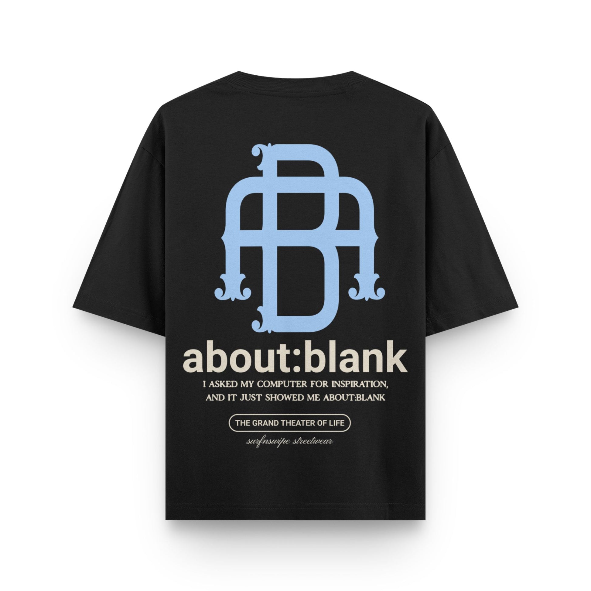 Oversized "about:blank" Graphic T-Shirt - Black Streetwear Tee