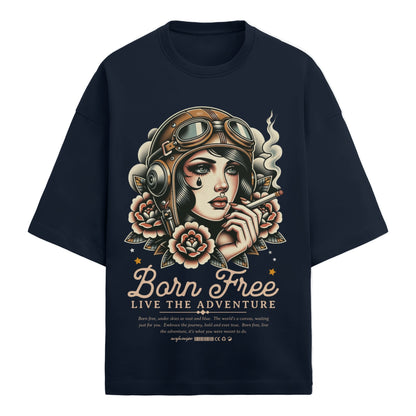 Retro Tattoo Born Free Tee - Vintage Aviator  Design