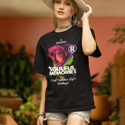 Rock Your Grace Bold Rose Graphic Oversized Fit Cotton T-shirt