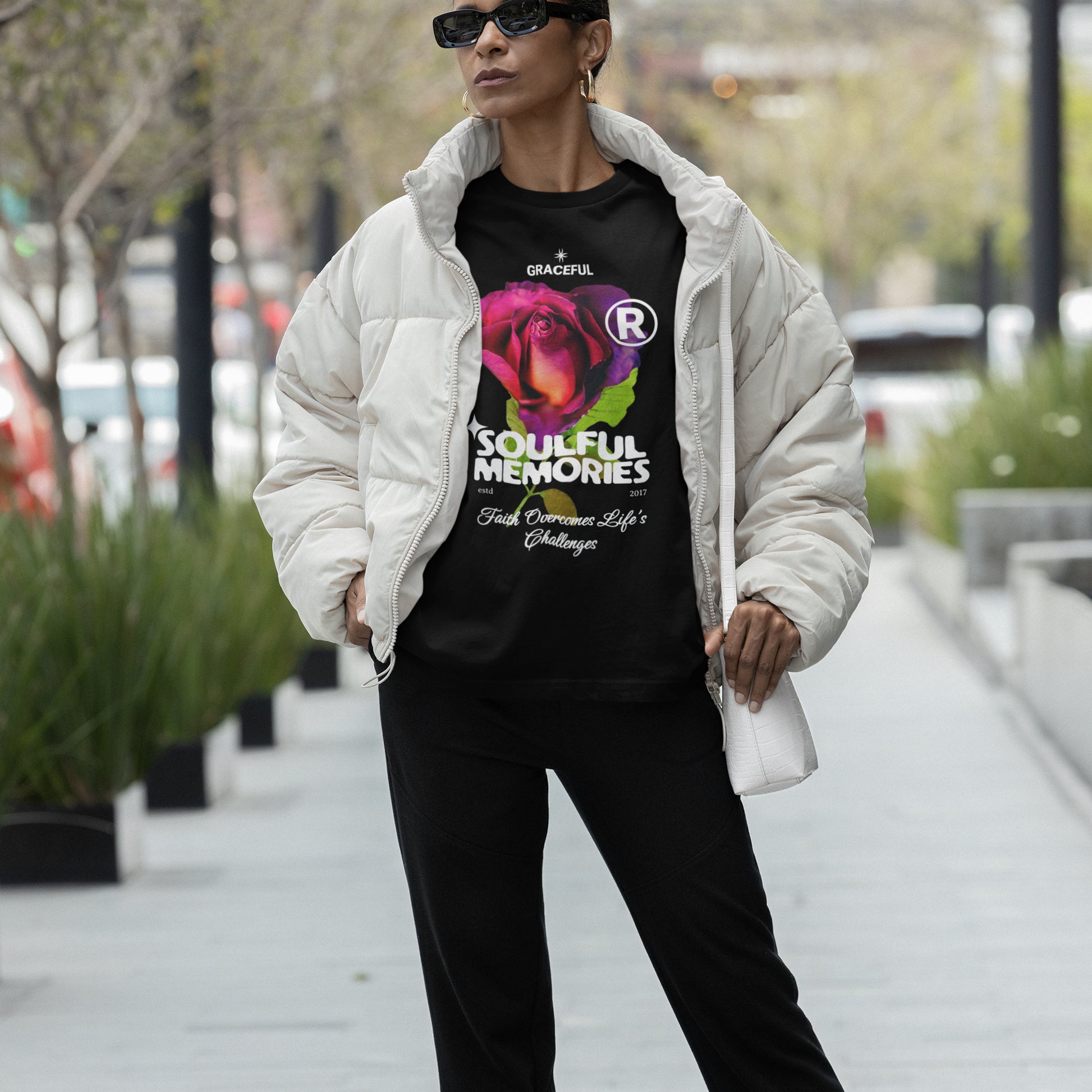 Rock Your Grace Bold Rose Graphic Oversized Fit Cotton T-shirt