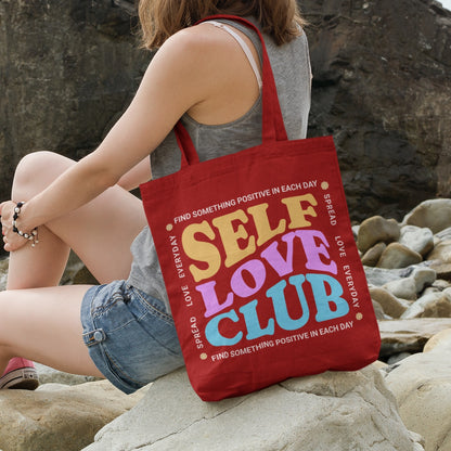 Self Love Club Canvas Tote Bag - Eco-Friendly with Zipper