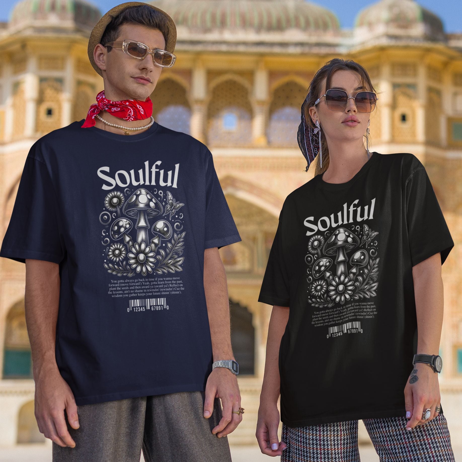 Soulful 70s Trippy Mushroom Oversized Unisex T-Shirt 