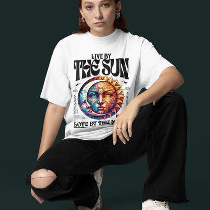 Sun & Moon Slogan Printed Oversize T-shirt