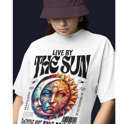 Sun & Moon Slogan Printed Oversize T-shirt