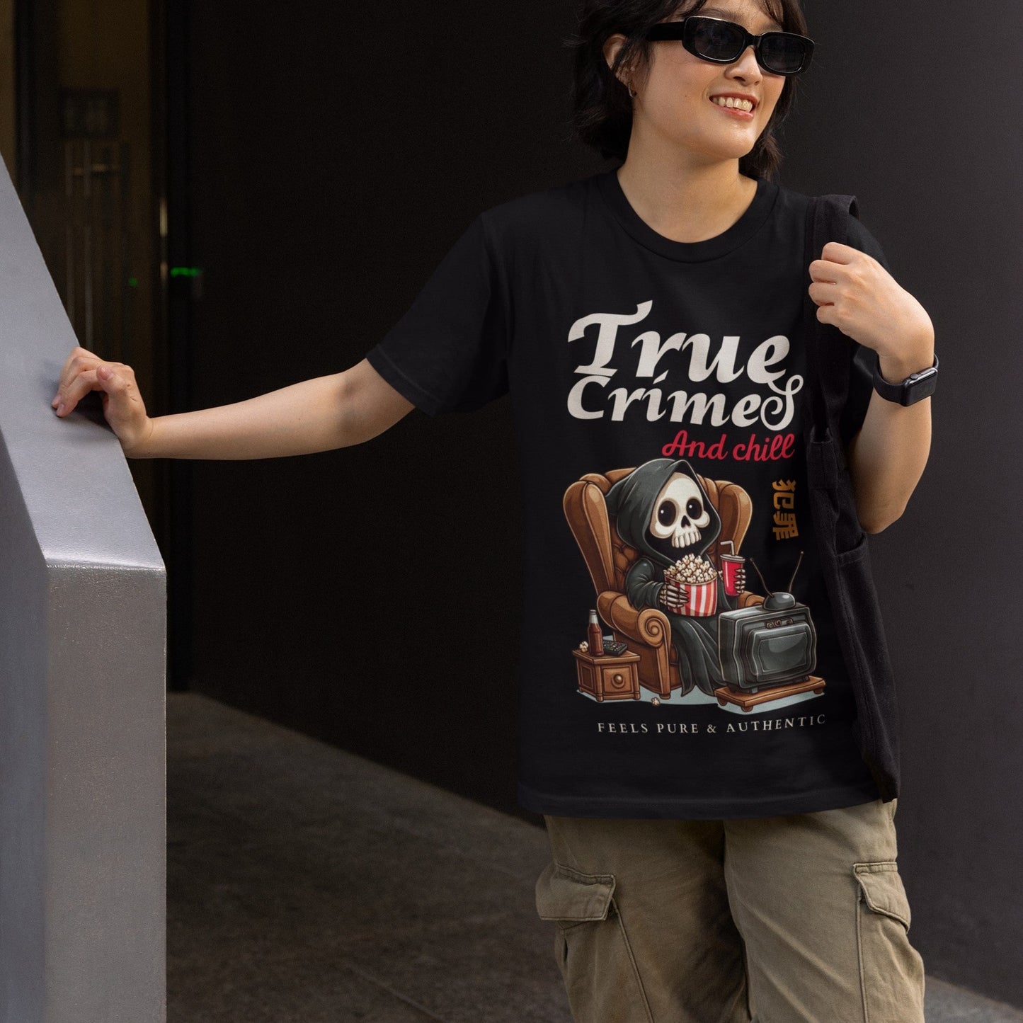 True Crimes & Chill Printed  Unisex Oversize Cotton Tee