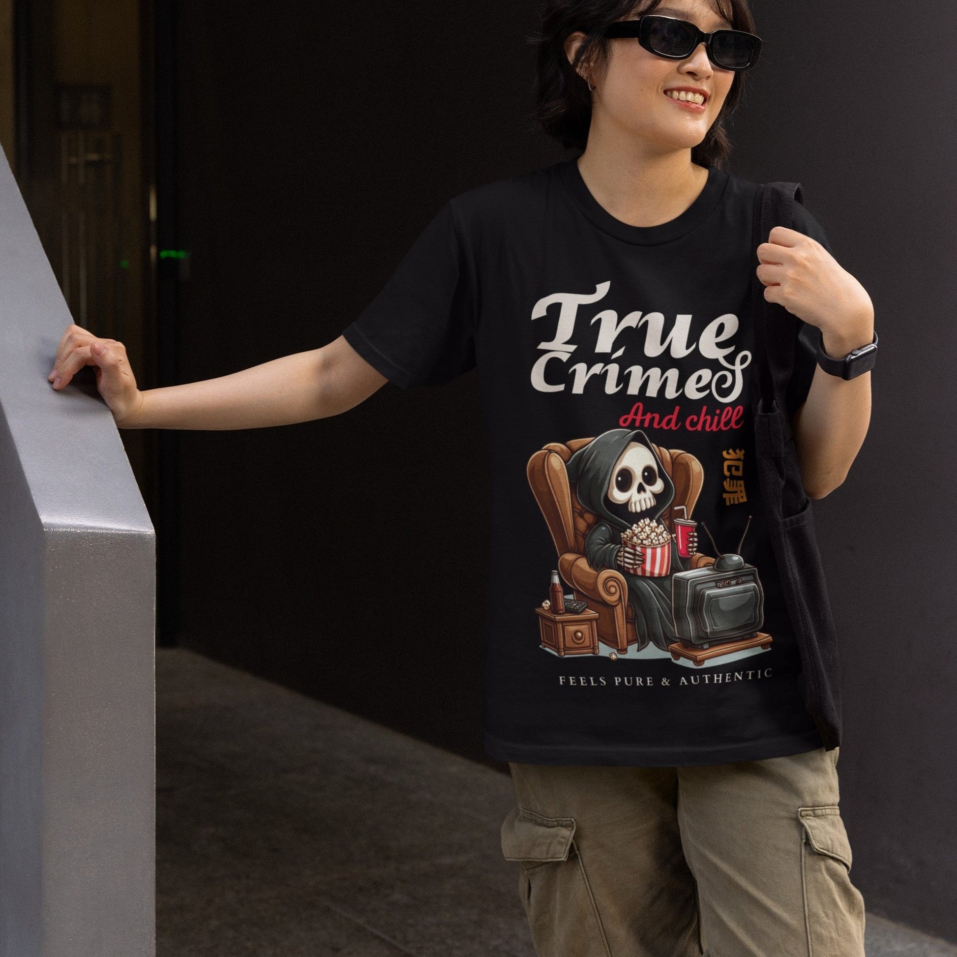 True Crimes & Chill Printed  Unisex Oversize Cotton Tee