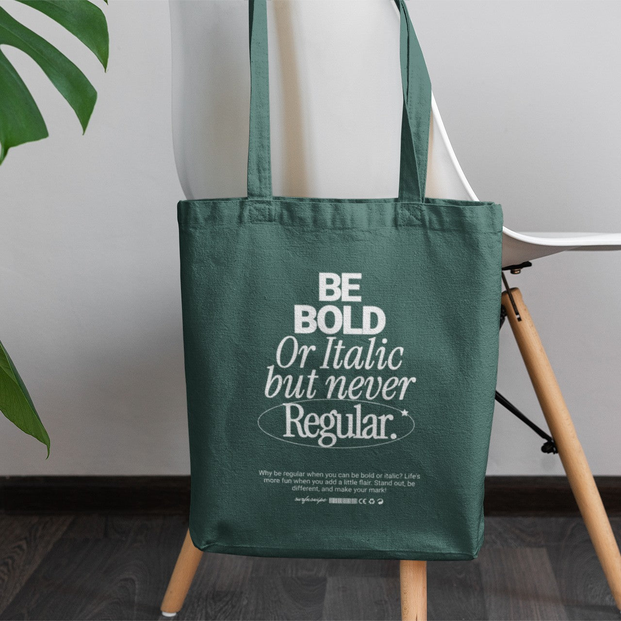 Typographic Quote Printed  Canvas Tote Bag