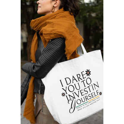 Typography Printed Cotton Everyday Large Tote Bag