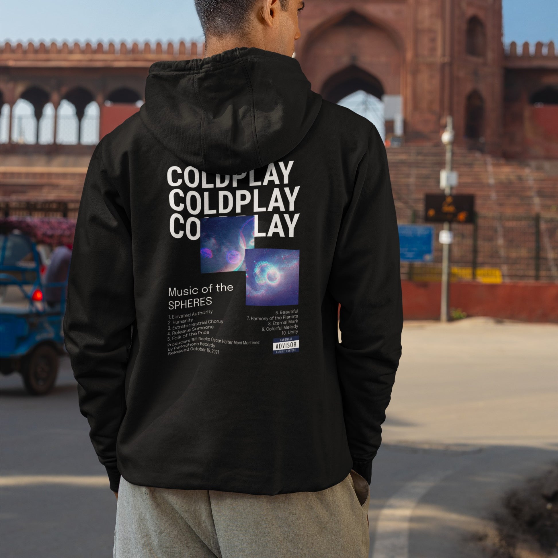 Unisex Black Oversized Coldplay Hoodie