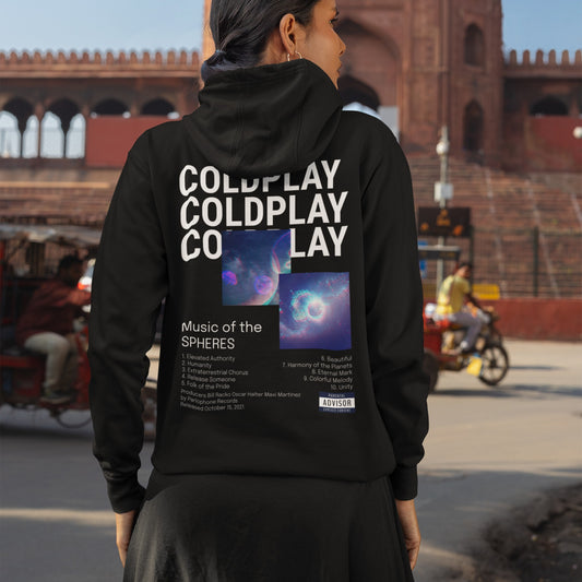 Unisex Black Oversized Coldplay Hoodie