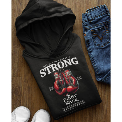 Unisex Oversized Hoodie with Bold Red Boxing Gloves Graphic