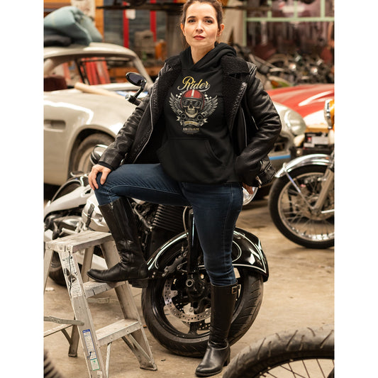 Unisex Oversized Hoodie with Vintage Motorcycle Skull Graphic