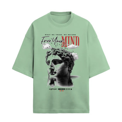 Unisex Terry Oversize Tee with Free Your Mind Graphic