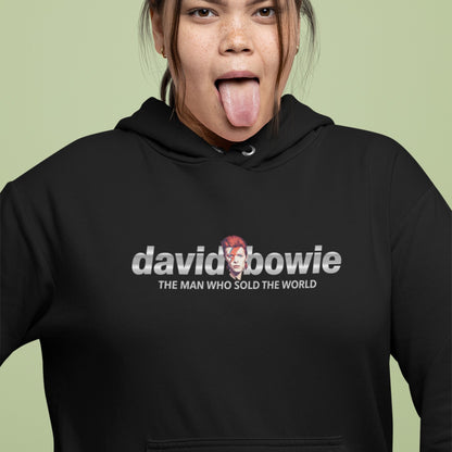 Unisex Black Oversized Hoodie with David Bowie Print