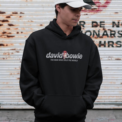 Unisex Black Oversized Hoodie with David Bowie Print