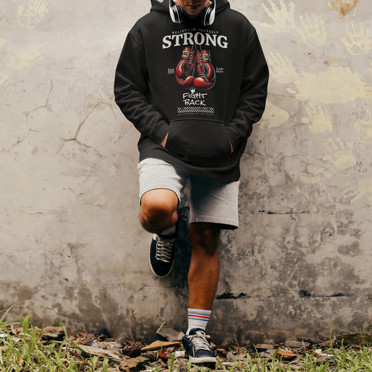 Unisex Oversized Hoodie with Bold Red Boxing Gloves Graphic