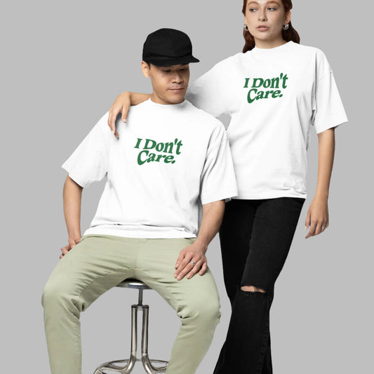 Unisex oversized attitude graphic tee - Sorry But I Don't Care - white