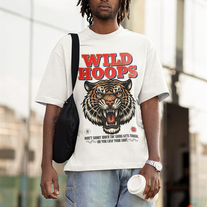 Wild Hoops Tiger Print Unisex Boxy T-Shirt - Oversized Fit