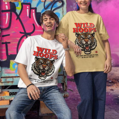 Wild Hoops Tiger Print Unisex Boxy T-Shirt - Oversized Fit