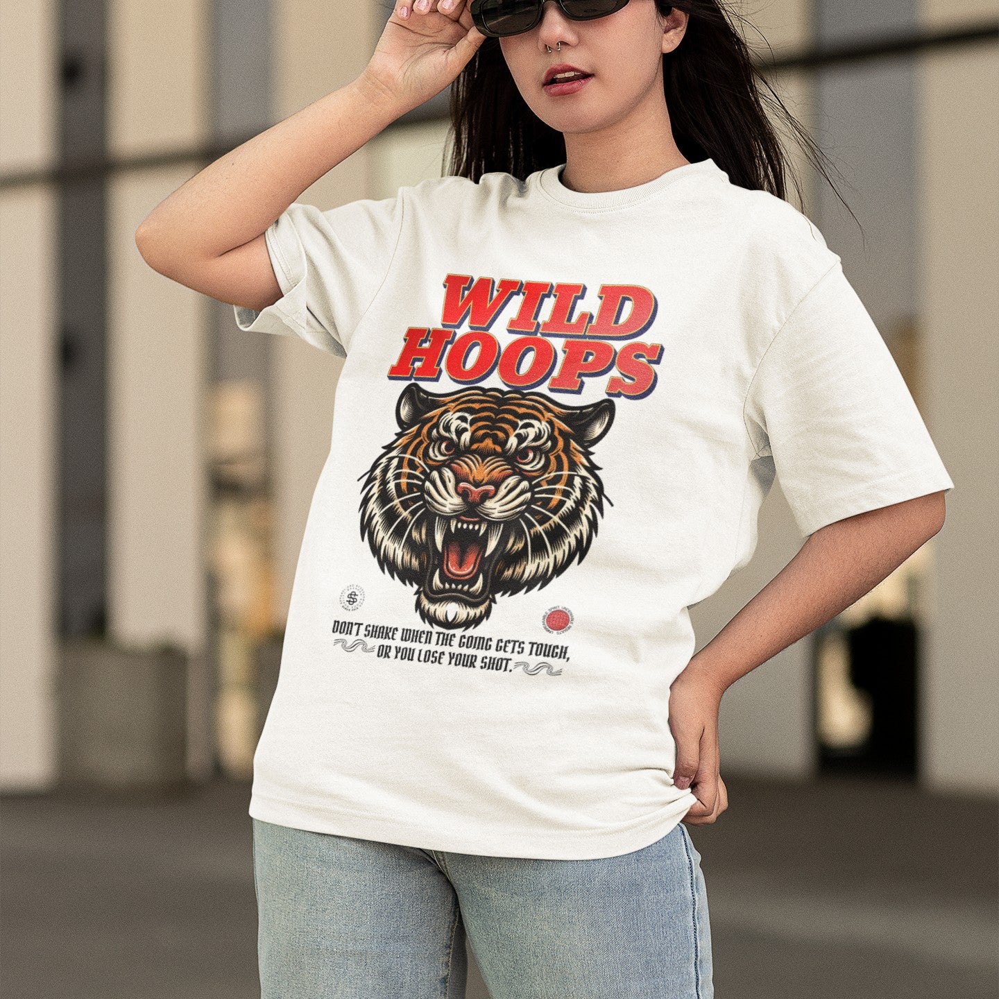 Wild Hoops Tiger Print Unisex Boxy T-Shirt - Oversized Fit