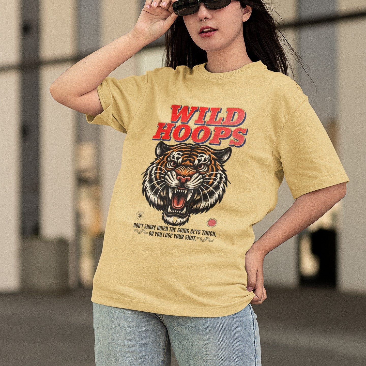 Wild Hoops Tiger Print Unisex Boxy T-Shirt - Oversized Fit