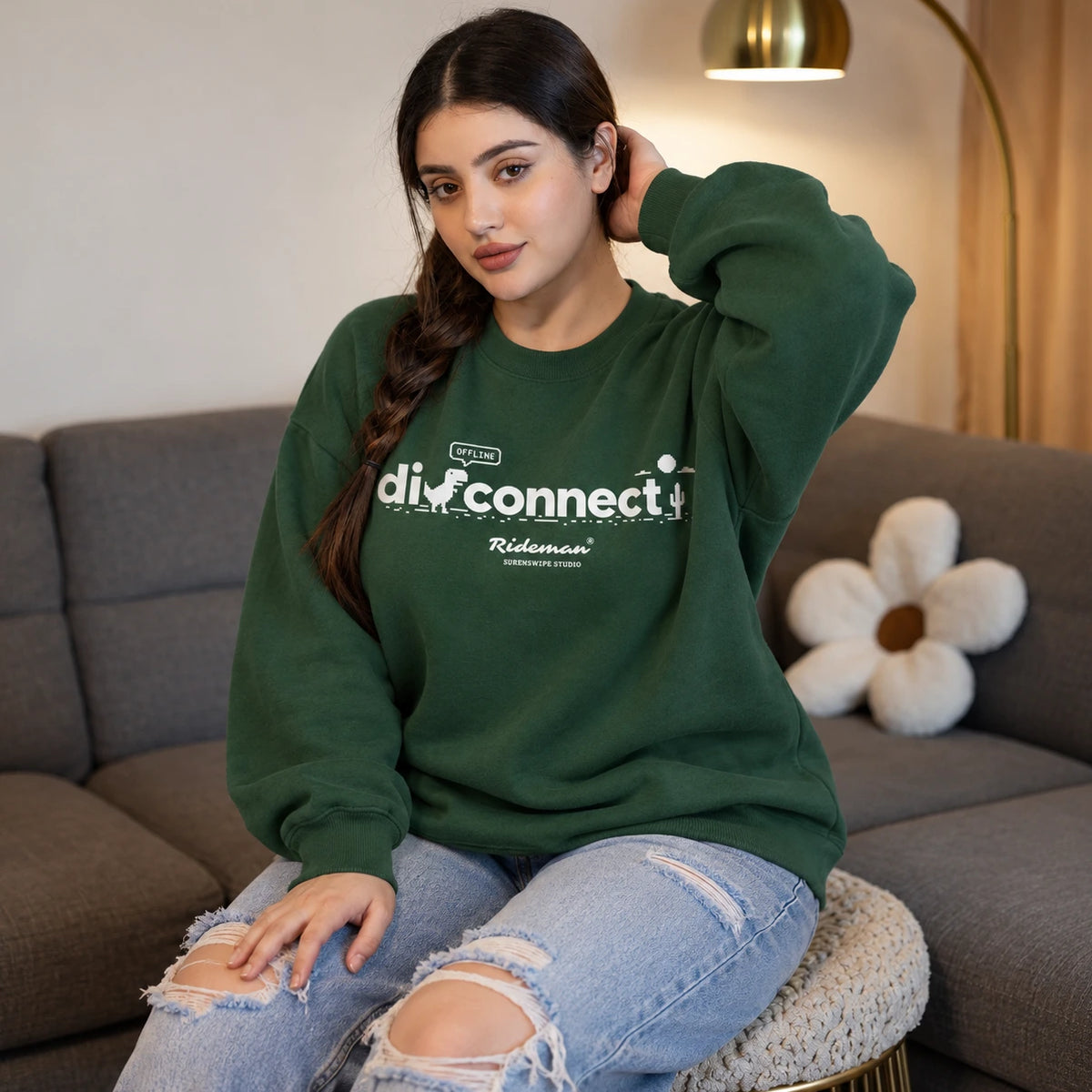Disconnect Graphic Oversized Heavyweight Sweatshirt