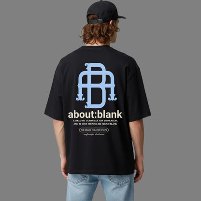 Oversized "about:blank" Graphic T-Shirt - Black Streetwear Tee
