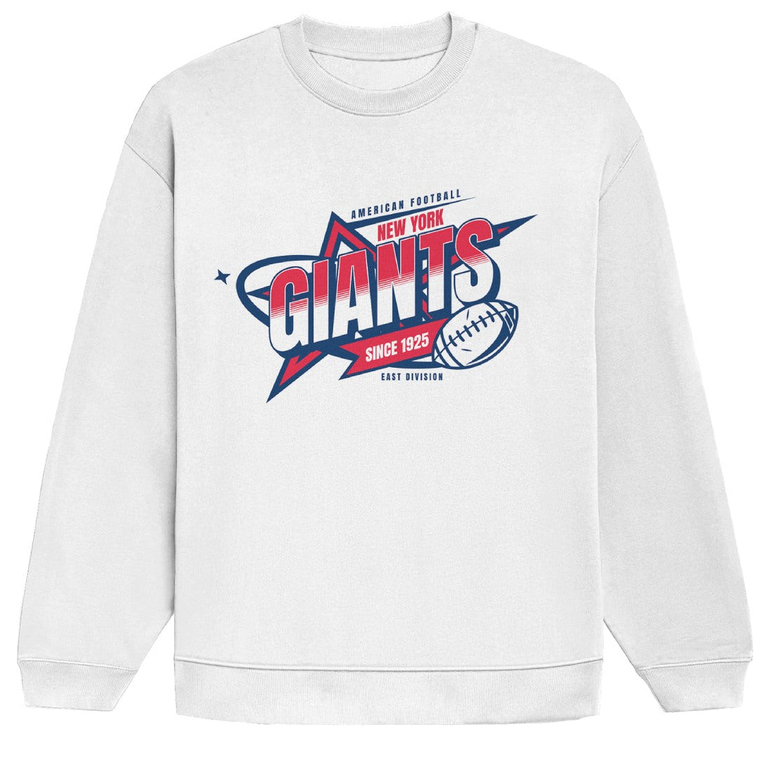 White sweatshirt with New York Giants logo on a white background