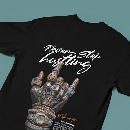 Oversized Never Stop Hustling T-Shirt | Motivational Apparel | Hustle Hard