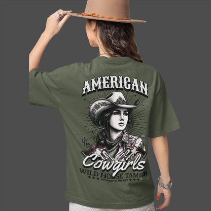 American Cowgirl Printed Graphic Oversized Tee