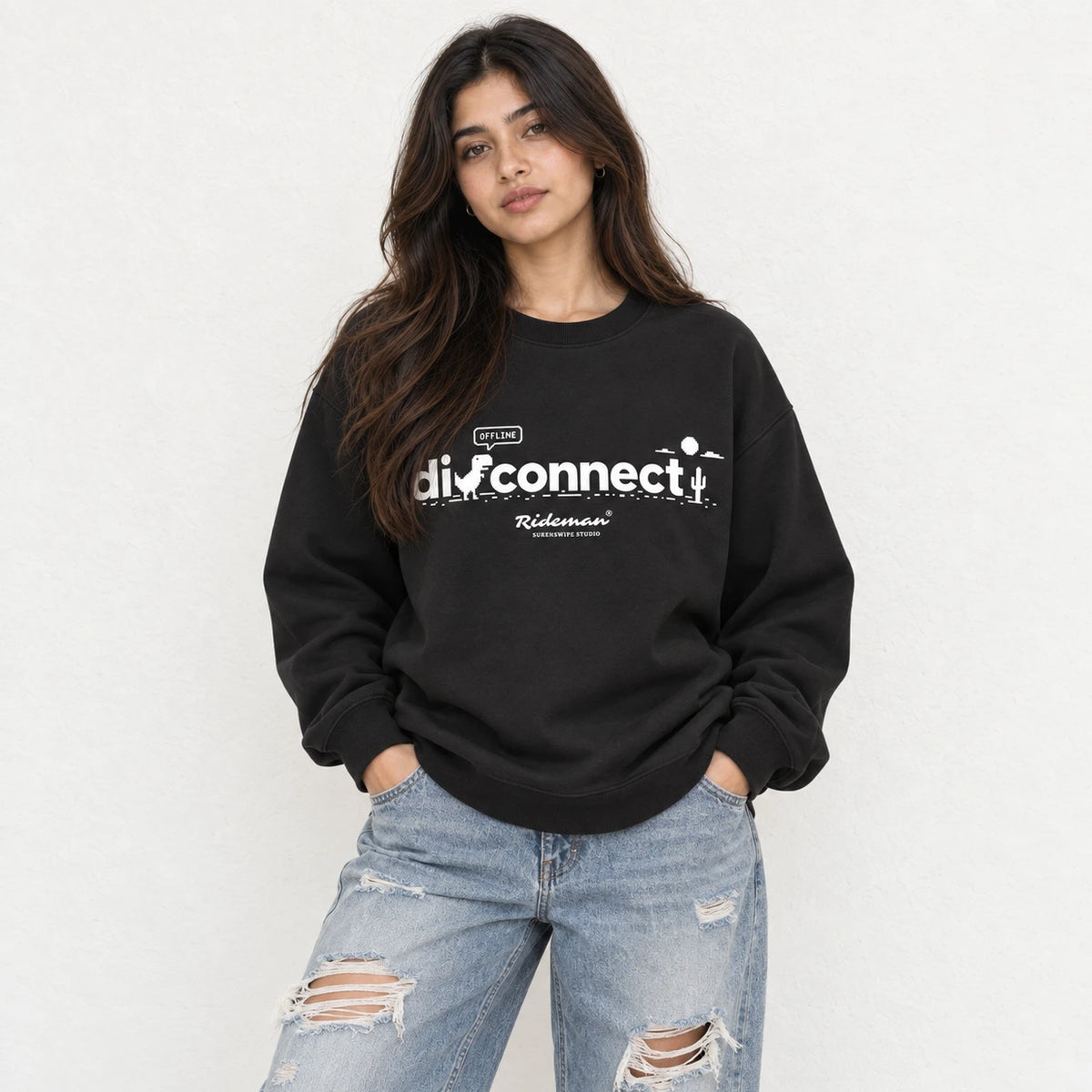 Disconnect Graphic Oversized Heavyweight Sweatshirt