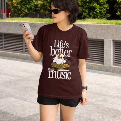 Music Vibe Round Neck Oversized Cotton T-shirt