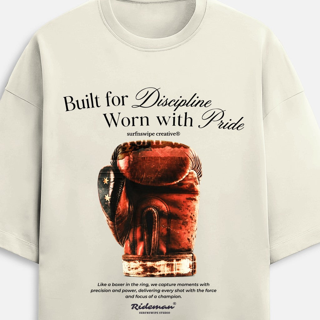 Close-up of cream Heritage Boxing Glove tee front print